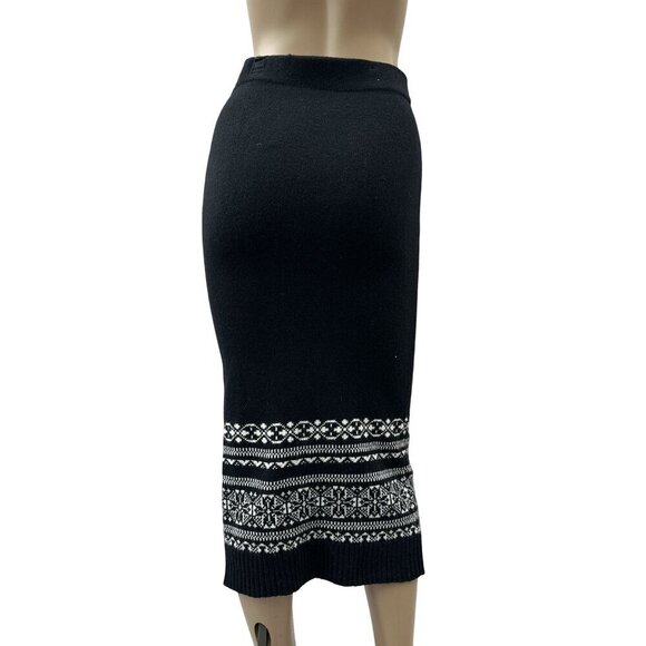 Lauren Ralph Lauren Fair Isle Wool Blend Meziv‎ Sweater Maxi Skirt Black XS NWT - Picture 2 of 10